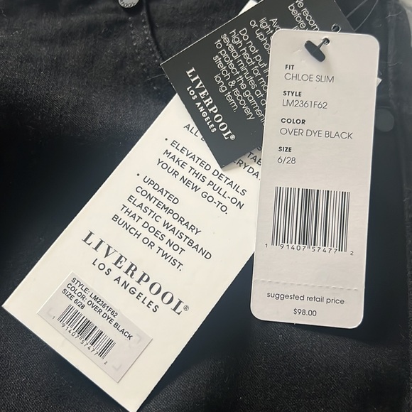 Liverpool Black Chloe Jeans size 6/28 Slim stretch - Picture 4 of 5